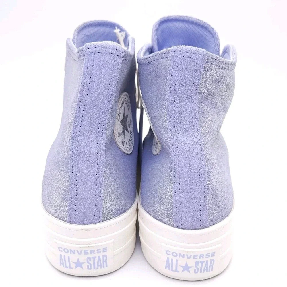 Chuck Taylor Womens 7 All Star Lift Hi Platform Suede Shimmer Shoe Lilac Sneaker